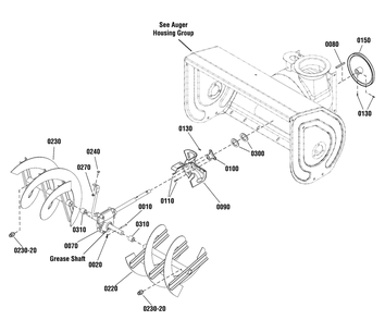 Auger Drive Group Diagram and Parts List for 1696413-00-1226HD  Briggs and Stratton Snow Blower